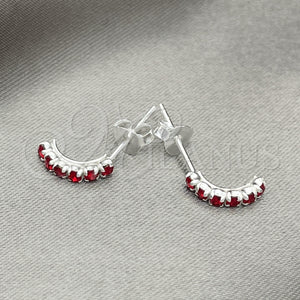 Sterling Silver Ring — Stud Earring with Garnet Crystal Polished 02. — main product view — SKU 151721 | Plata 925 anillo — Stud Earring with Garnet cristal pulido 02. — SKU 151721