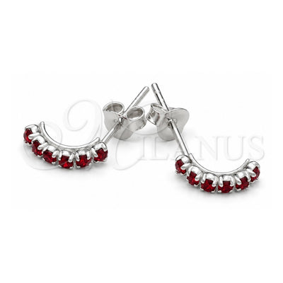 Sterling Silver Stud Earring, with Garnet Crystal, Polished, Silver Finish, 02.406.0017.03