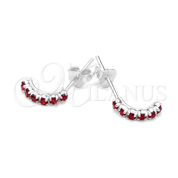 Sterling Silver Stud Earring, with Garnet Crystal, Polished, Silver Finish, 02.406.0017.03
