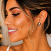 Sterling Silver Stud Earring, Flower Design, with Black Crystal, Polished, Silver Finish, 02.406.0018.01