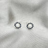 Sterling Silver Stud Earring, Flower Design, with Black Crystal, Polished, Silver Finish, 02.406.0018.01