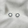 Sterling Silver Stud Earring, Flower Design, with Black Crystal, Polished, Silver Finish, 02.406.0018.01