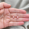Sterling Silver Stud Earring, Flower Design, with Garnet Crystal, Polished, Silver Finish, 02.406.0018.02