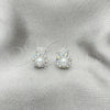 Sterling Silver Stud Earring, Flower Design, with White Crystal, Polished, Silver Finish, 02.406.0018.03