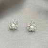 Sterling Silver Stud Earring, Flower Design, with Ivory Pearl, Polished, Silver Finish, 02.406.0019