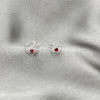 Sterling Silver Stud Earring, Heart Design, with Garnet Crystal, Polished, Silver Finish, 02.406.0022