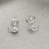 Sterling Silver Stud Earring, Heart Design, with Garnet Crystal, Polished, Silver Finish, 02.406.0022