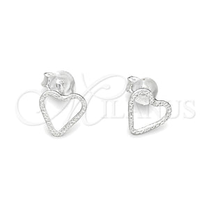 Sterling Silver Stud Earring, Heart Design, Polished, Silver Finish, 02.406.0023