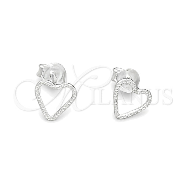 Sterling Silver Stud Earring, Heart Design, Polished, Silver Finish, 02.406.0023