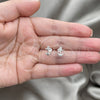Sterling Silver Stud Earring, Anchor Design, with White Crystal, Polished, Silver Finish, 02.406.0024