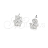 Sterling Silver Stud Earring, Butterfly Design, White Enamel Finish, Silver Finish, 02.406.0025.03