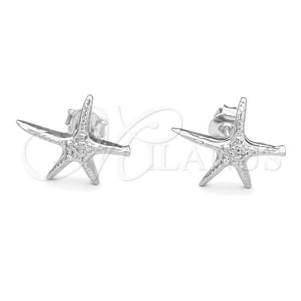 Sterling Silver Stud Earring, Star Design, Polished, Silver Finish, 02.392.0017