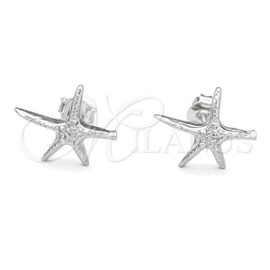 Sterling Silver Stud Earring, Star Design, Polished, Silver Finish, 02.392.0017