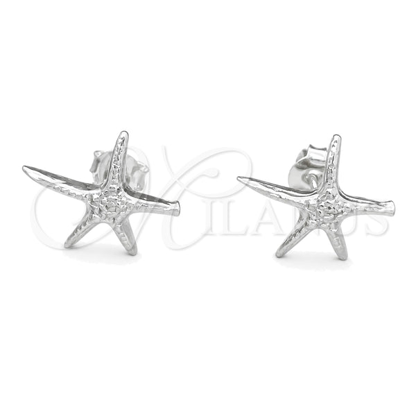 Sterling Silver Stud Earring, Star Design, Polished, Silver Finish, 02.392.0017