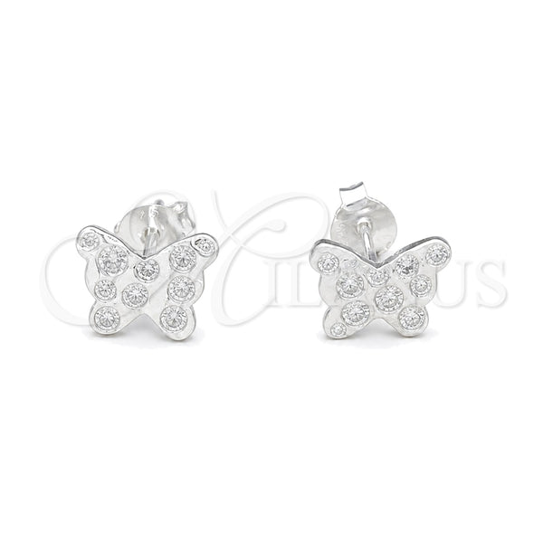 Sterling Silver Stud Earring, Butterfly Design, Polished, Silver Finish, 02.392.0018