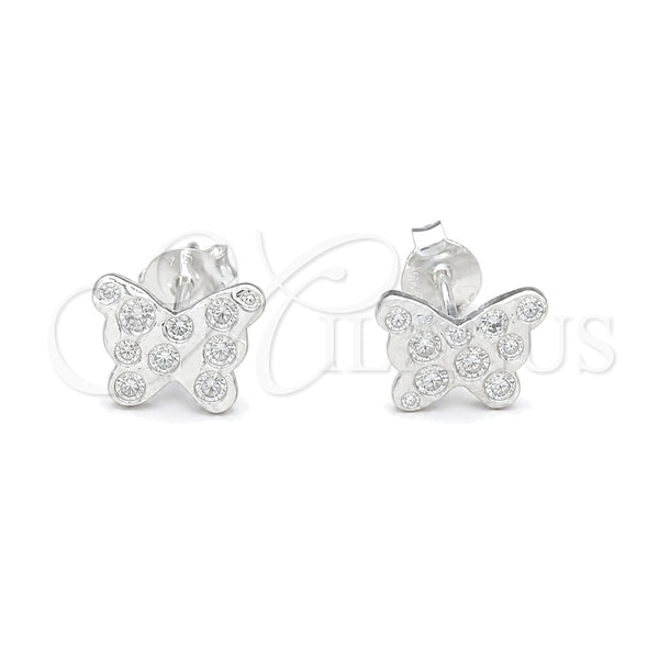 Sterling Silver Stud Earring, Butterfly Design, Polished, Silver Finish, 02.392.0018