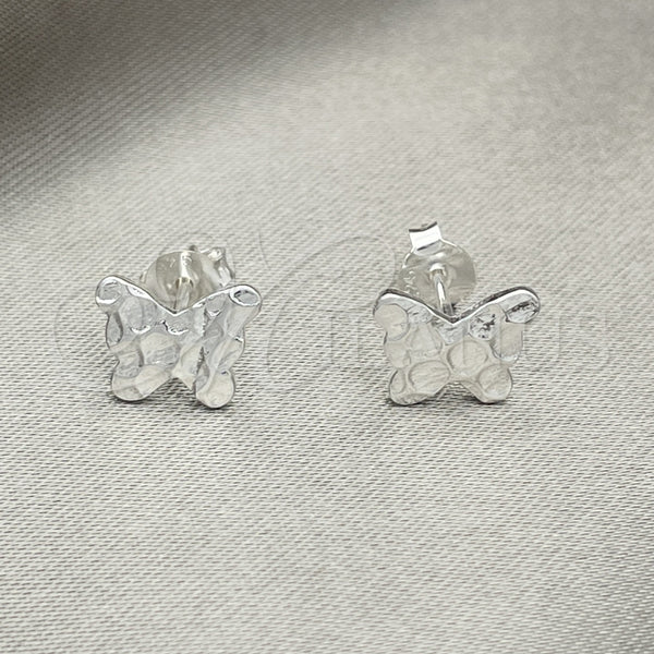 Sterling Silver Stud Earring, Butterfly Design, Polished, Silver Finish, 02.392.0018