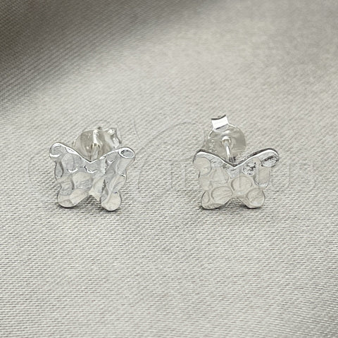 Sterling Silver Stud Earring, Butterfly Design, Polished, Silver Finish, 02.392.0018