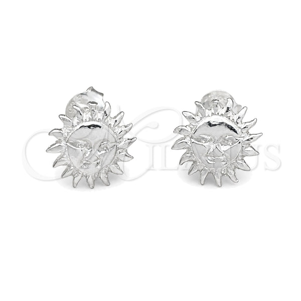 Sterling Silver Stud Earring, Sun Design, Polished, Silver Finish, 02.392.0019