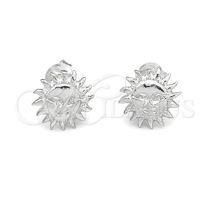 Sterling Silver Stud Earring, Sun Design, Polished, Silver Finish, 02.392.0019