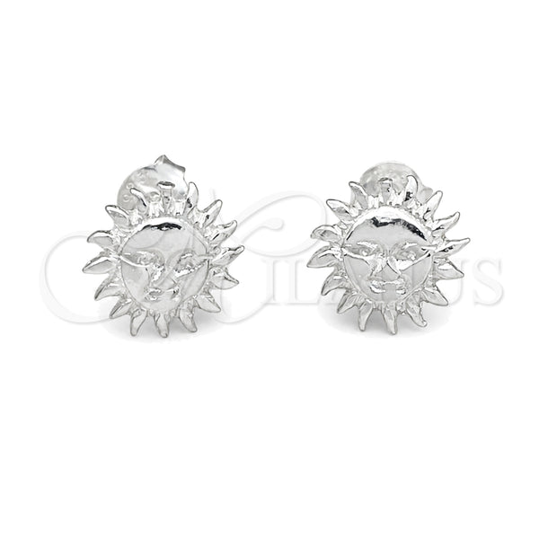 Sterling Silver Stud Earring, Sun Design, Polished, Silver Finish, 02.392.0019