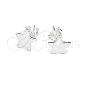Sterling Silver Stud Earring, Star Design, Polished, Silver Finish, 02.392.0020