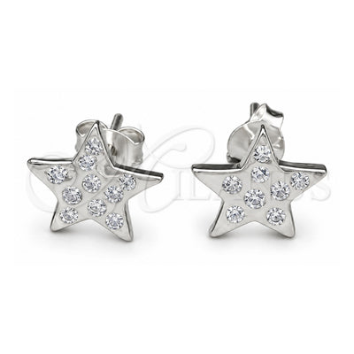 Sterling Silver Stud Earring, Star Design, Polished, Silver Finish, 02.392.0021