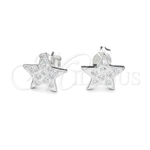 Sterling Silver Stud Earring, Star Design, Polished, Silver Finish, 02.392.0021