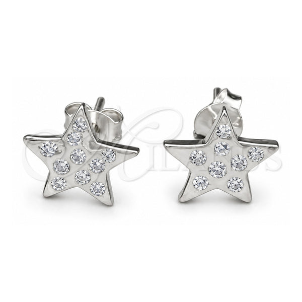 Sterling Silver Stud Earring, Star Design, Polished, Silver Finish, 02.392.0021