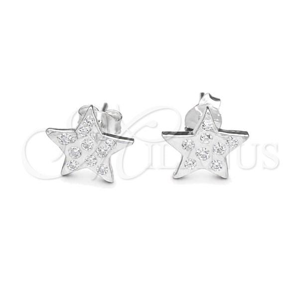 Sterling Silver Stud Earring, Star Design, Polished, Silver Finish, 02.392.0021