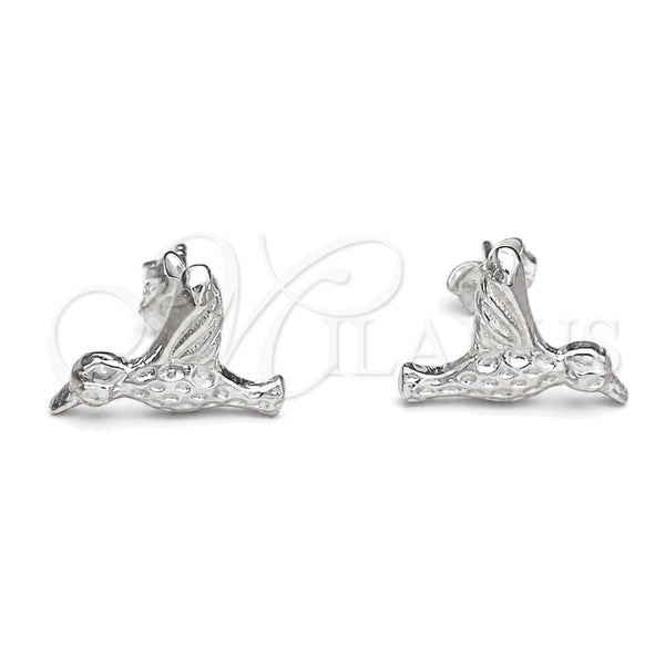 Sterling Silver Stud Earring, Bird Design, Polished, Silver Finish, 02.392.0023