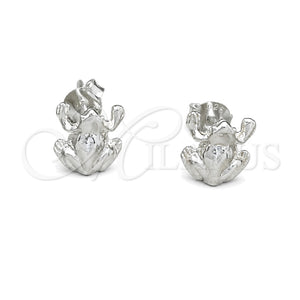 Sterling Silver Stud Earring, Frog Design, Polished, Silver Finish, 02.392.0027