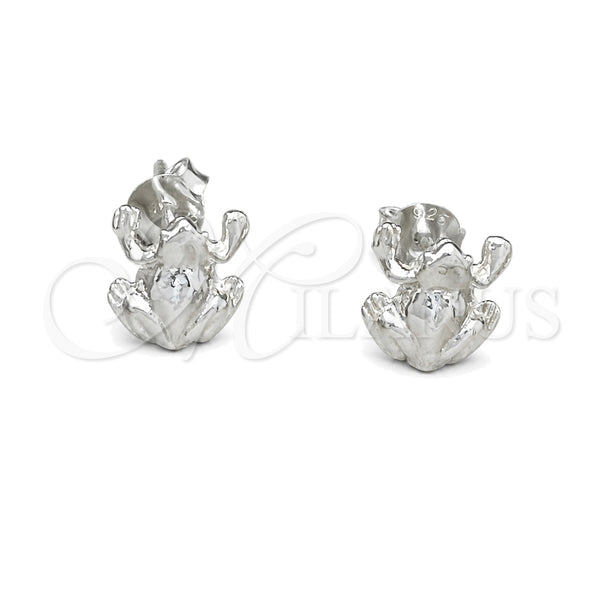Sterling Silver Stud Earring, Frog Design, Polished, Silver Finish, 02.392.0027