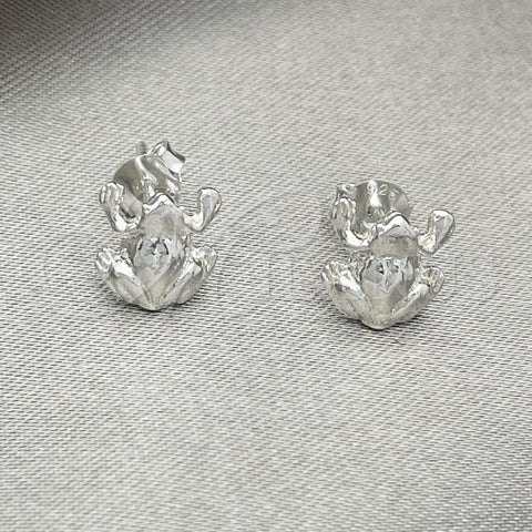 Sterling Silver Stud Earring, Frog Design, Polished, Silver Finish, 02.392.0027