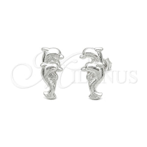 Sterling Silver Stud Earring, Dolphin Design, Polished, Silver Finish, 02.392.0028