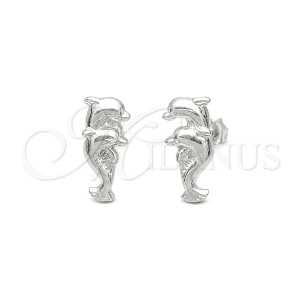 Sterling Silver Stud Earring, Dolphin Design, Polished, Silver Finish, 02.392.0028
