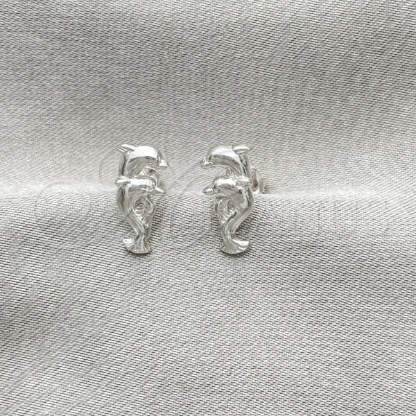 Sterling Silver Ring — Stud Earring Dolphin Design Polished 02. — alternate product view — SKU 151745 | Plata 925 anillo — Stud Earring Dolphin diseño pulido 02. — SKU 151745