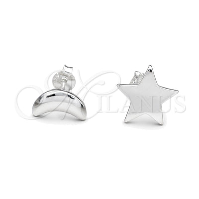Sterling Silver Stud Earring, Moon Design, Polished, Silver Finish, 02.392.0030 for wholesale, main product view