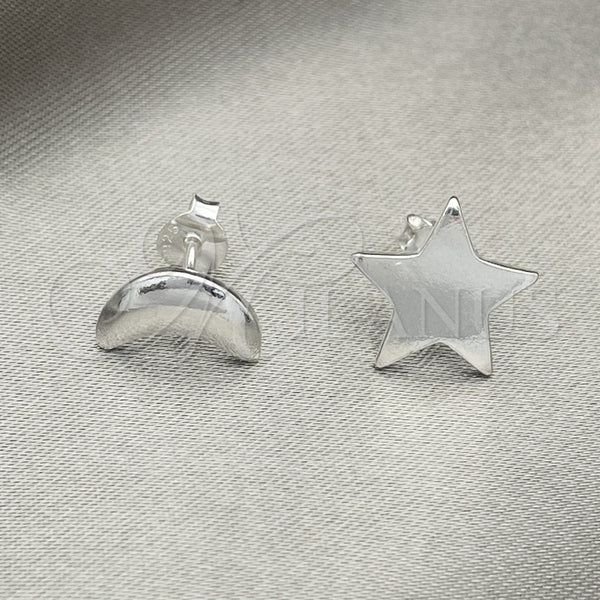 Sterling Silver Ring — Stud Earring Moon Design Polished 02. — main product view — SKU 151747 | Plata 925 anillo — Stud Earring Moon diseño pulido 02. — SKU 151747