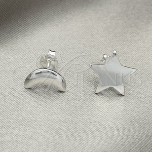Sterling Silver Ring — Stud Earring Moon Design Polished 02. — main product view — SKU 151747 | Plata 925 anillo — Stud Earring Moon diseño pulido 02. — SKU 151747