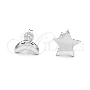 Sterling Silver Stud Earring, Moon Design, Polished, Silver Finish, 02.392.0030