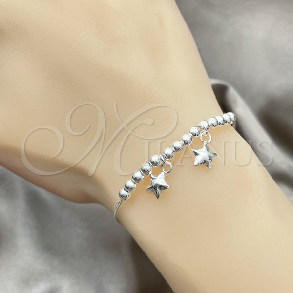 Sterling Silver Bracelet — Charm Bracelet Star Design Polished 03. 7 Inches — alternate product view — SKU 151750 | Plata 925 brazalete — Charm Bracelet estrella diseño pulido 03. 7 Inches — SKU 151750