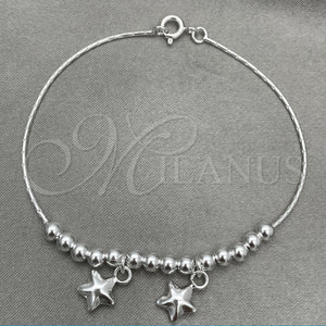 Sterling Silver Bracelet — Charm Bracelet Star Design Polished 03. 7 Inches — main product view — SKU 151750 | Plata 925 brazalete — Charm Bracelet estrella diseño pulido 03. 7 Inches — SKU 151750