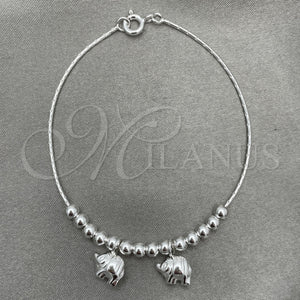 Sterling Silver Bracelet — Charm Bracelet Elephant Design Polished 03. 7 Inches — main product view — SKU 151751 | Plata 925 brazalete — Charm Bracelet Elephant diseño pulido 03. 7 Inches — SKU 151751