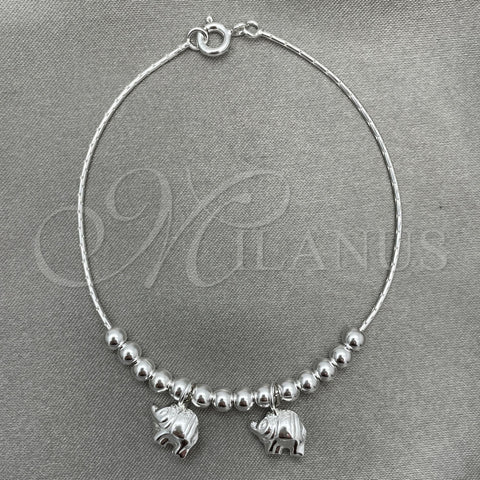 Sterling Silver Charm Bracelet, Elephant Design, Polished, Silver Finish, 03.409.0002.07 (7 Inches Length)