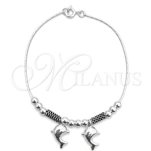Sterling Silver Charm Bracelet, Dolphin Design, Polished, Silver Finish, 03.409.0003.07 (7 Inches Length)