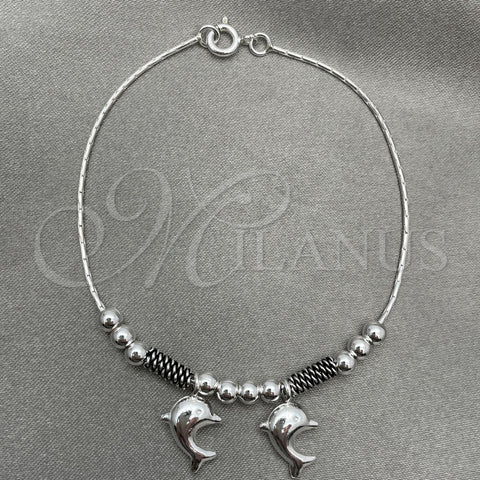 Sterling Silver Charm Bracelet, Dolphin Design, Polished, Silver Finish, 03.409.0003.07 (7 Inches Length)