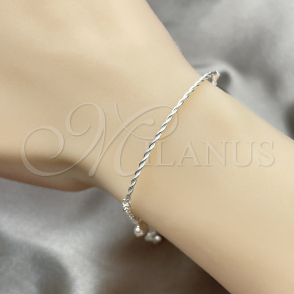 Sterling Silver Charm Bracelet, Heart Design, Polished, Silver Finish, 03.409.0004.07 (7 Inches Length)