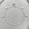 Sterling Silver Charm Bracelet, Heart Design, Polished, Silver Finish, 03.409.0004.07 (7 Inches Length)