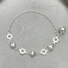 Sterling Silver Charm Bracelet, Heart Design, Polished, Silver Finish, 03.409.0005.07 (7 Inches Length)